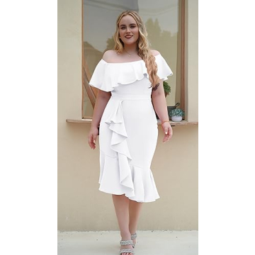 Elegant Off The Shoulder Ruffle Bodycon Cocktail Dress