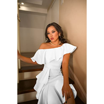 Elegant Off The Shoulder Ruffle Bodycon Cocktail Dress