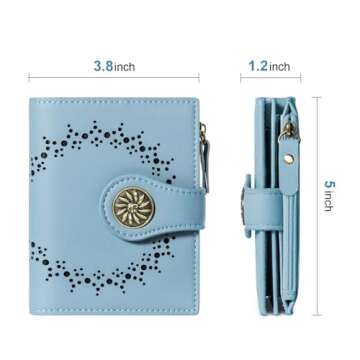 Tipmile Small Wallets Woman Leather Bifold RFID Blocking Card Holder Wallet with Zipper Coin Pocket