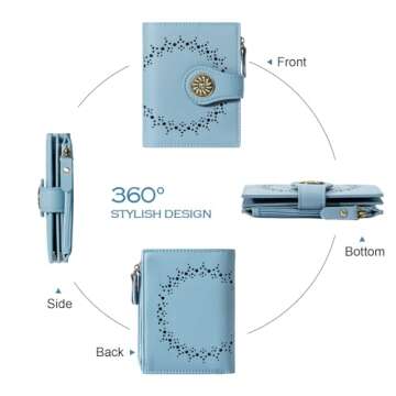 Tipmile Small Wallets Woman Leather Bifold RFID Blocking Card Holder Wallet with Zipper Coin Pocket