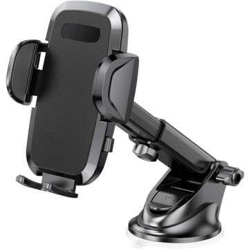 Topmake 3-in-1 Car Phone Holder - Suction Cup & Vent Clip for Hands-Free Use
