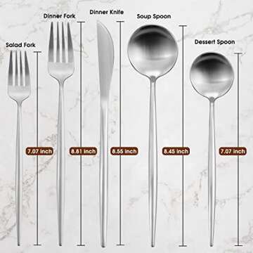 20-Piece Silverware Set, IBIILII JEFF Stainless Steel Flatware Set，Kitchen Utensil Set, Tableware ...