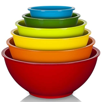 YIHONG 6-Piece Plastic Mixing Bowls Set Colorful Nesting Design