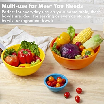 YIHONG 6-Piece Plastic Mixing Bowls Set Colorful Nesting Design