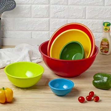 YIHONG 6-Piece Plastic Mixing Bowls Set Colorful Nesting Design