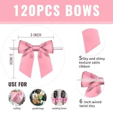Rainbow Pana Pink Twist Tie Bows for Treat Bags