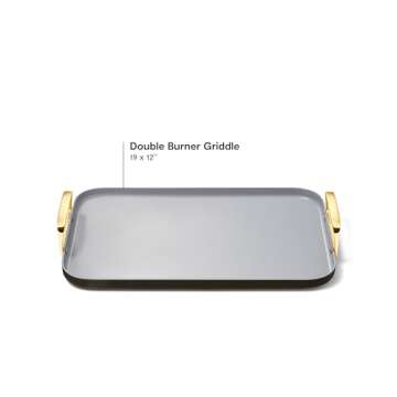 Caraway Double Burner Griddle - 19x12” Griddle Pan - Non-Stick Ceramic Coated - Non Toxic, PTFE & PFOA Free - Oven Safe & Compatible with All Stovetops - Black