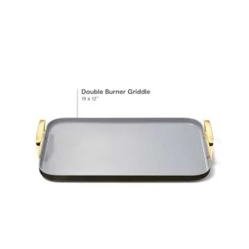 Caraway Double Burner Griddle - 19x12” Griddle Pan - Non-Stick Ceramic Coated - Non Toxic, PTFE & PFOA Free - Oven Safe & Compatible with All Stovetops - Black