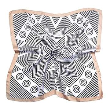 NaSoPerfect 27 inch Silk Feeling Scarf Square Satin Head Scarf Fashion Geometric Neck Scarfs for Women Beige