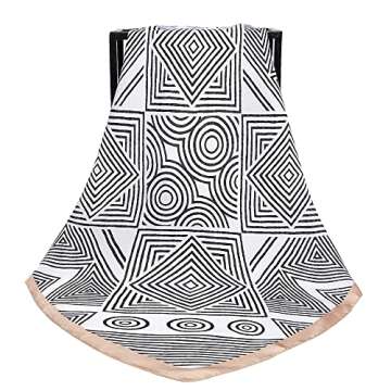 NaSoPerfect 27 inch Silk Feeling Scarf Square Satin Head Scarf Fashion Geometric Neck Scarfs for Women Beige