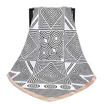 NaSoPerfect 27 inch Silk Feeling Scarf Square Satin Head Scarf Fashion Geometric Neck Scarfs for Women Beige