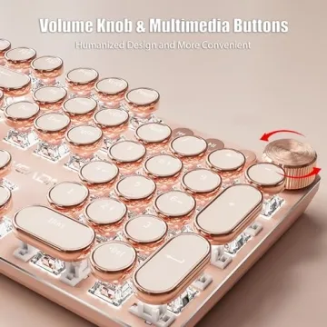 TISHLED Vintage Mechanical Gaming Keyboard with LED Backlight