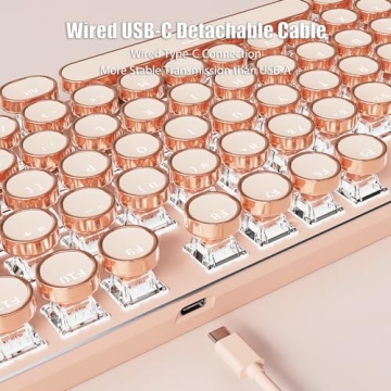 TISHLED Vintage Mechanical Gaming Keyboard with LED Backlight