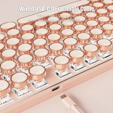 TISHLED Vintage Mechanical Gaming Keyboard with LED Backlight