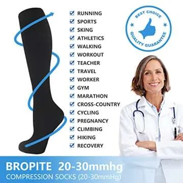 bropite Compression Socks for Women & Men Circulation-Support Knee High Socks 20-30 mmhg-Best for Running,Medical,Nurse,Travel