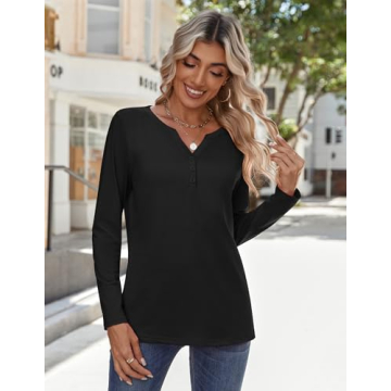 Zeagoo Stylish Long Sleeve V Neck Tops for Women