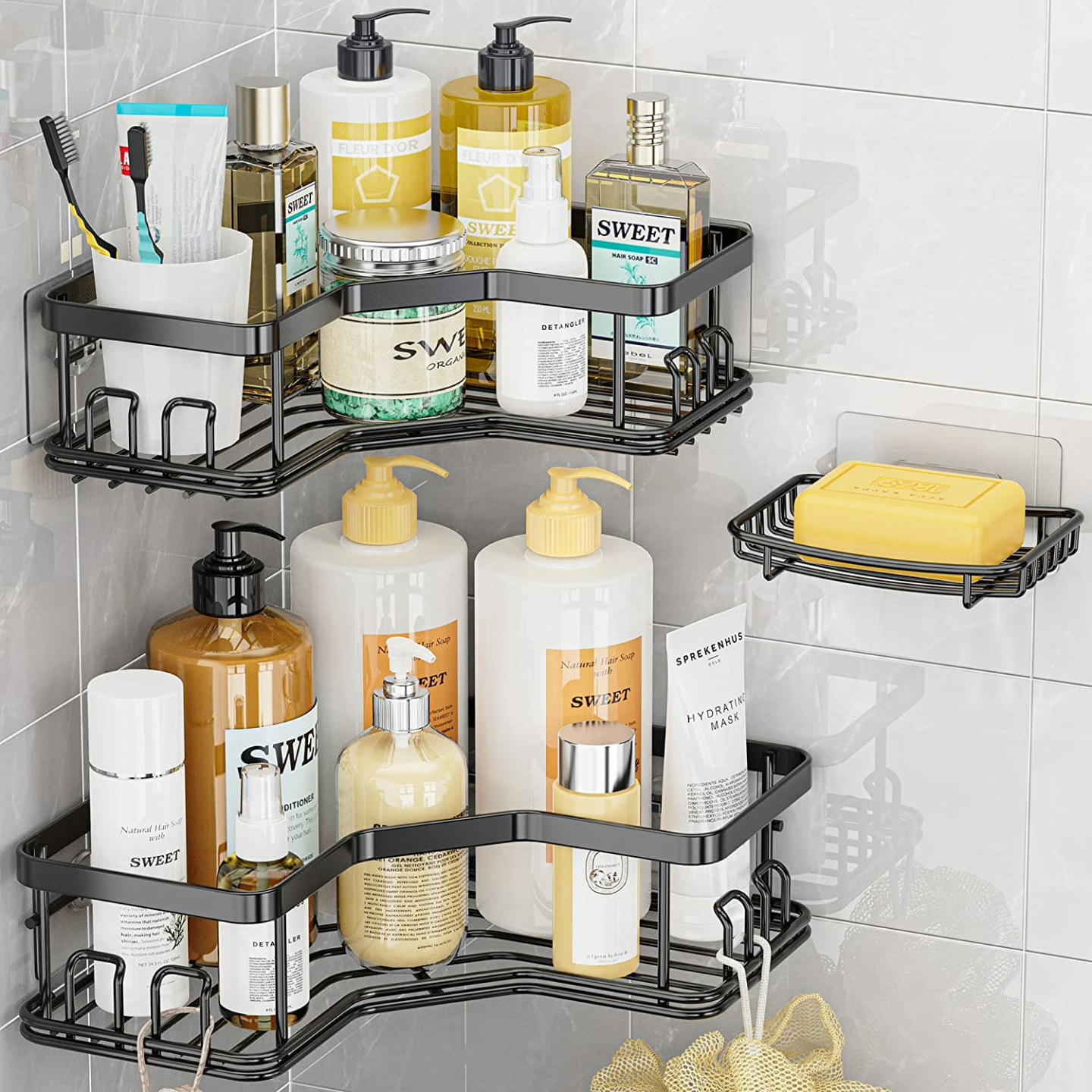 Maxiffe Black Corner Shower Caddy