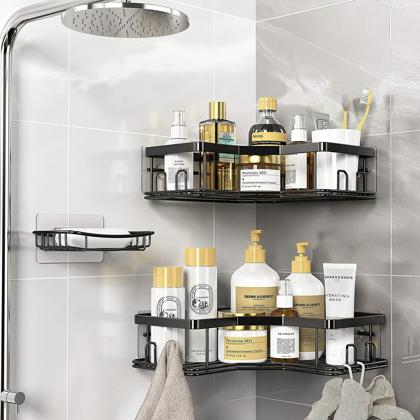 Maxiffe Black Corner Shower Caddy