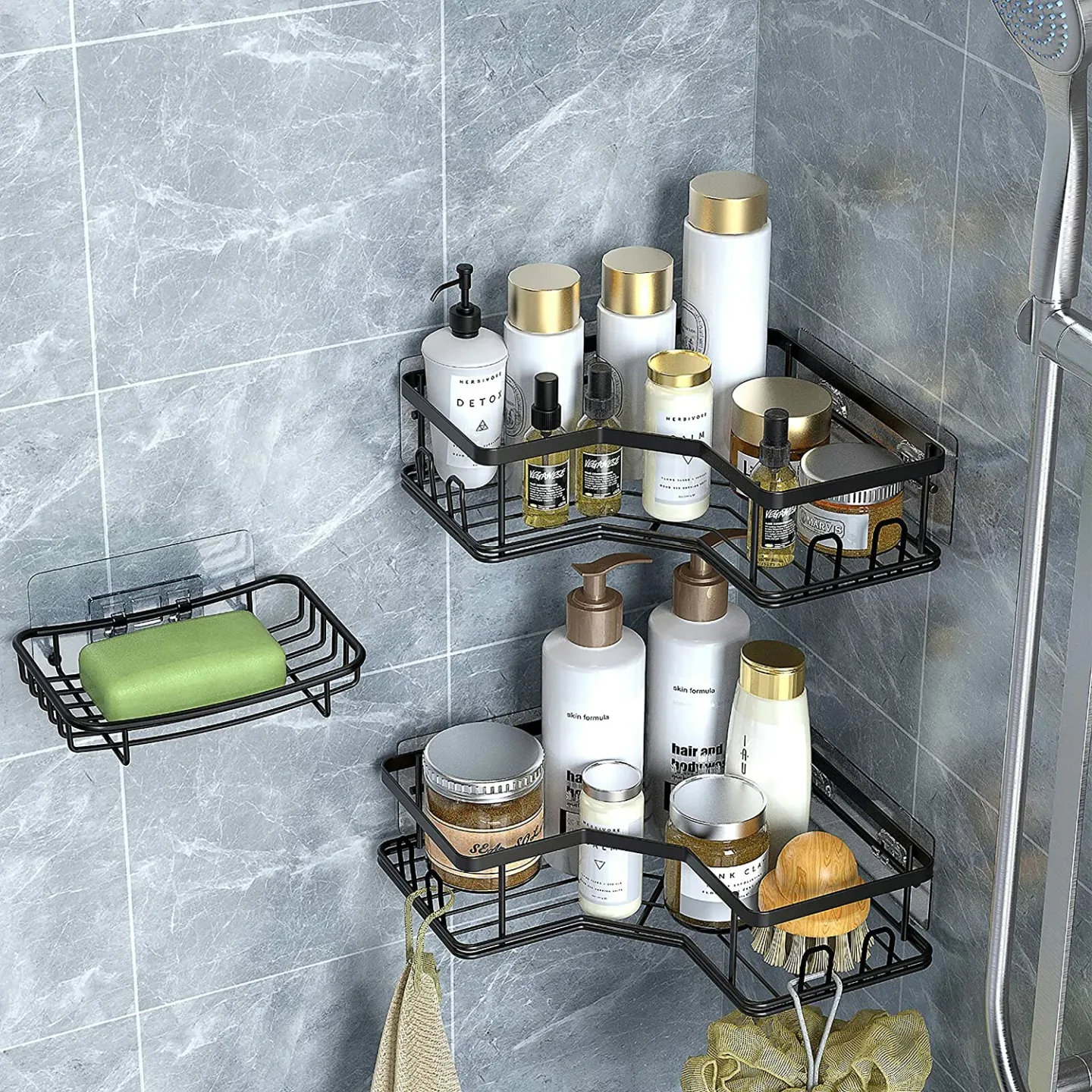 Maxiffe Black Corner Shower Caddy
