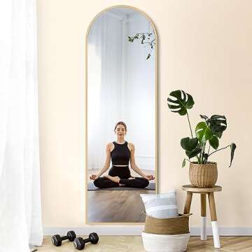 Elegant Arched Full Length Mirror 64" x 21" in Gold