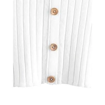 SweatyRocks Women's Sleeveless Vest Button Front Crop Tank Top Ribbed Knit Belly Shirt White#1 M