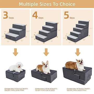 Stylish Pettycare Dog Stairs - Folding Non-Slip Foam Steps