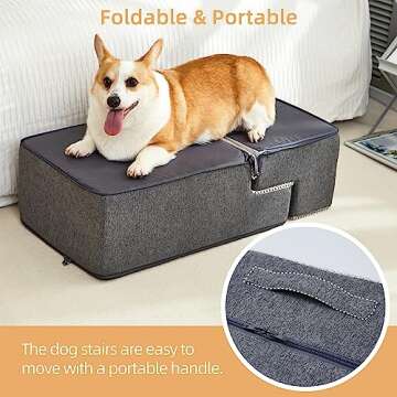 Stylish Pettycare Dog Stairs - Folding Non-Slip Foam Steps