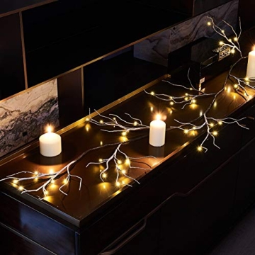 Hairui 6FT Lighted Garland with Timer - Pre-lit Decor
