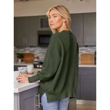 EFAN Women's Oversized Sweaters 2025 Fall Crewneck Batwing Sleeve Pullover Sweaters