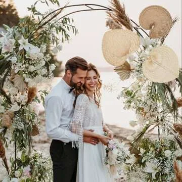 AUEAR, Natural Raffia Hand Fans Handmade Handheld Weaving Wedding Palm Leaf for Party Table Decoration Summer Cooling Farmhouse Wall Home (Chinese Style A)