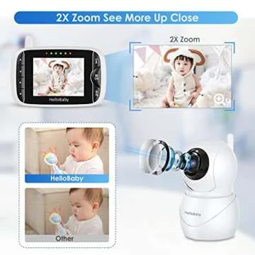 HelloBaby Monitor with Camera and Audio, IPS Screen LCD Display Video Baby Monitor No WiFi Infrared Night Vision, Temprature Screen Lullaby, Two Way Audio and VOX Mode (HB66pro)