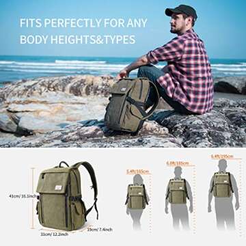 Zecti Camera Backpack Bag 16" Waterproof for DSLR/SLR/Mirrorless Photography with Tripod Holder & Removable Modular Inserts & Laptop Compartment Compatible with Canon, Nikon, Sony, Fuji