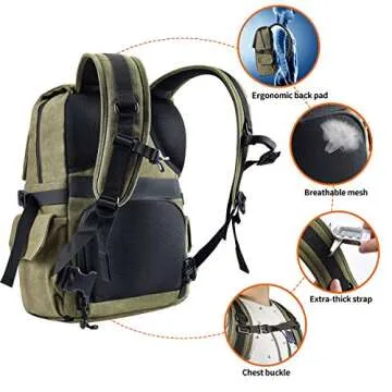 Zecti Camera Backpack Bag 16" Waterproof for DSLR/SLR/Mirrorless Photography with Tripod Holder & Removable Modular Inserts & Laptop Compartment Compatible with Canon, Nikon, Sony, Fuji