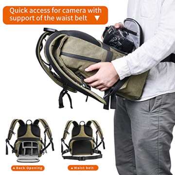 Zecti Camera Backpack Bag 16" Waterproof for DSLR/SLR/Mirrorless Photography with Tripod Holder & Removable Modular Inserts & Laptop Compartment Compatible with Canon, Nikon, Sony, Fuji
