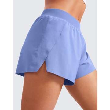 CRZ YOGA Women’s High Waisted Running Shorts in Periwinkle Purple