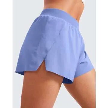 CRZ YOGA Women’s High Waisted Running Shorts in Periwinkle Purple