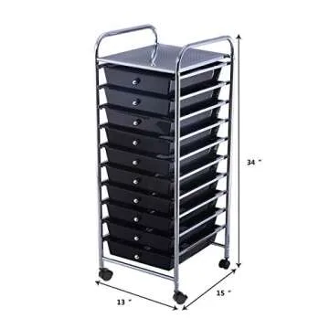 Giantex 10 Drawer Rolling Storage Cart for Crafts or Office