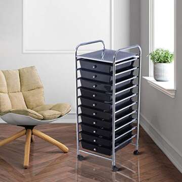 Giantex 10 Drawer Rolling Storage Cart for Crafts or Office