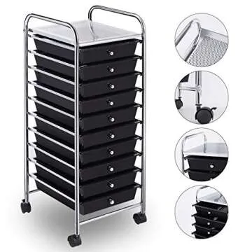 Giantex 10 Drawer Rolling Storage Cart for Crafts or Office