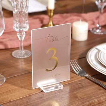 UNIQOOO 20 Pack Frosted Blank Acrylic Sign Acrylic Wedding Table Numbers, 4 x 6 in, DIY Acrylic Sheet for Holder, Table Display Stand Signs for Party Events, Office(Stand NOT Included)