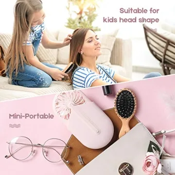 Boar Bristle Hair Brush and Comb Set for Women Men Kids, Best Natural Wooden Paddle Hairbrush and Small Travel Styling Brush for Wet or Dry Hair Detangling Smoothing Massaging