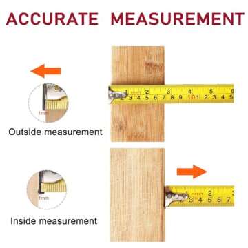 Measuring Tape Measure, 25 Ft Easy to Read Decimal Retractable Dual Side Ruler with Metric and Inches, for Surveyors, Engineers and Electricians, with Magnetic Tip and Rubber Protective Casing