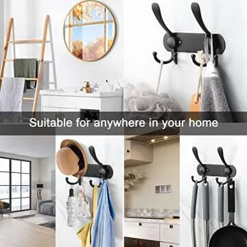 NearMoon Coat Rack Wall Mounted-2 Pack, Heavy Duty Bath Towel Hooks Stainless Steel Robe Hooks Holder, Metal Coat Hook for Towel Coat Hat Key Bathroom Bedroom Hotel Entryway (2 Hooks, Matte Black)