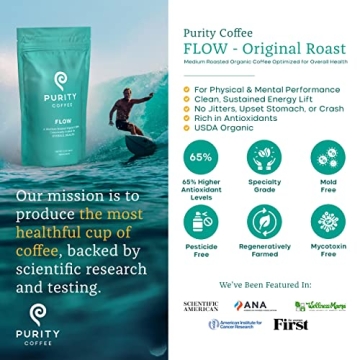 Purity Coffee Medium Roast Organic Whole Bean Coffee 12 oz