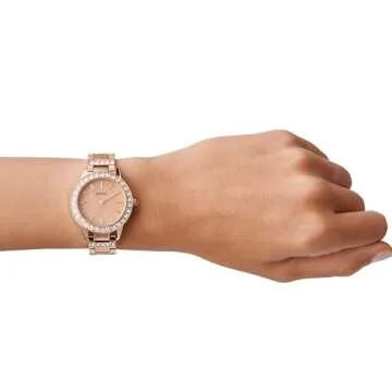 Fossil Women's Jesse Quartz Stainless Steel Three-Hand Watch, Color: Rose Gold Glitz (Model: ES3020)