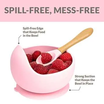 Spill-Free Suction Silicone Training Bowl Feeding Set with Spoon (Light Green)