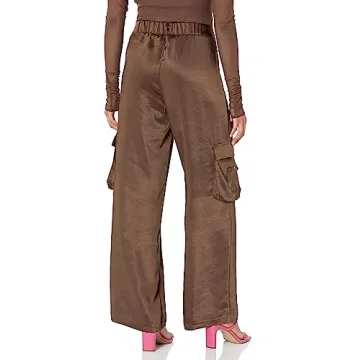 The Drop Women's Jessenia Shine Cargo Pants, Coffee Bean, S