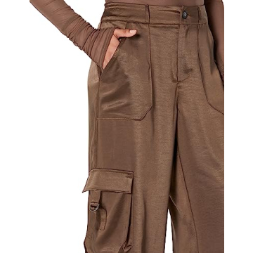 The Drop Women's Jessenia Shine Cargo Pants, Coffee Bean, S