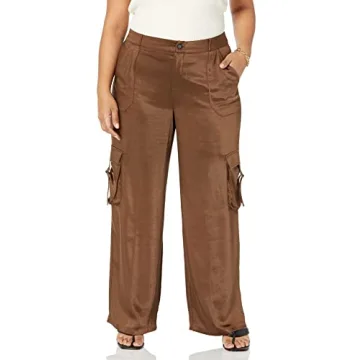 The Drop Women's Jessenia Shine Cargo Pants, Coffee Bean, S
