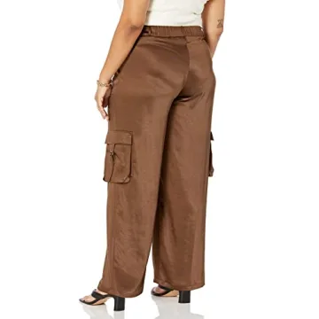 The Drop Women's Jessenia Shine Cargo Pants, Coffee Bean, S